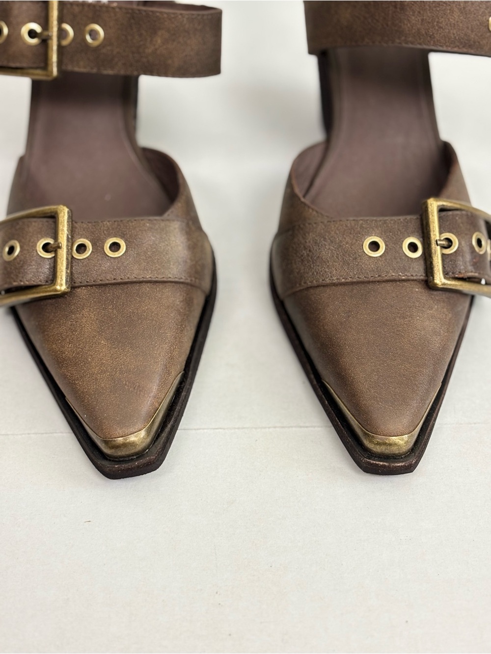Free People x Jeffrey Campbell Hendrix Heels in Oiled Brown Size 10 - Picture 3 of 10